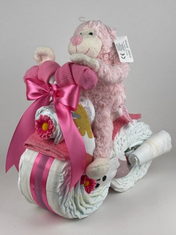 Luiermotor funnies knuffel aap roze 0023 1