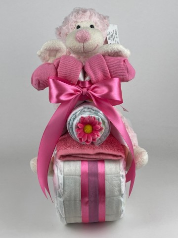 Luiermotor funnies knuffel aap roze 0023 3