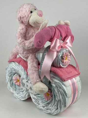Luiermotor funnies knuffel aap roze 0024 2