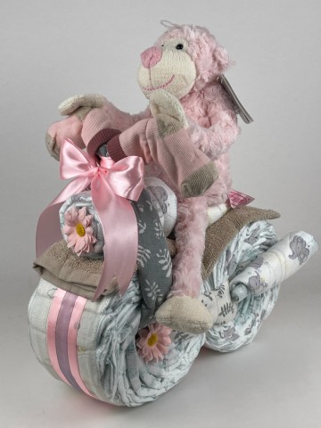 Luiermotor funnies knuffel aap roze 0025 1