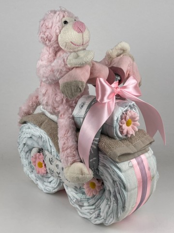 Luiermotor funnies knuffel aap roze 0025 2
