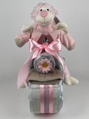 Luiermotor funnies knuffel aap roze 0025 3