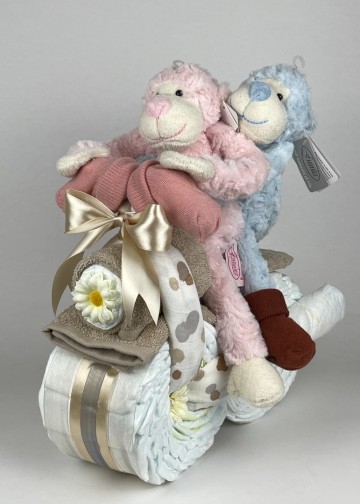 Luiermotor tweeling funnies aap blauw en roze 0004 1