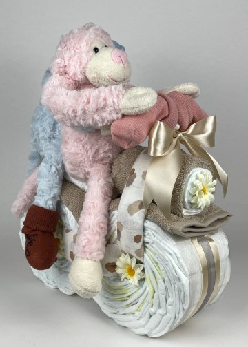 Luiermotor tweeling funnies aap blauw en roze 0004 2