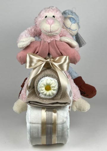 Luiermotor tweeling funnies aap blauw en roze 0004 3