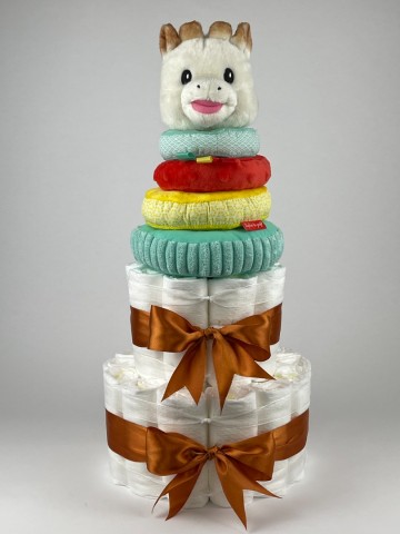 Luiertaart 2l sophie de giraf zachte piramide koper