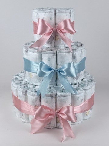 Luiertaart basic 64 donker poeder roze   blauw 2