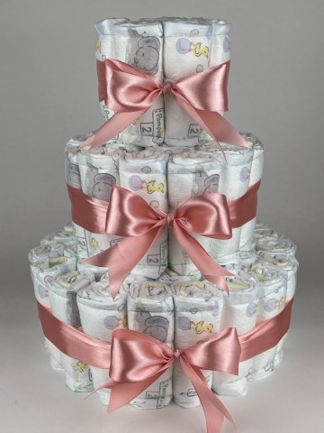 Luiertaart basic 64 donker poeder roze  2