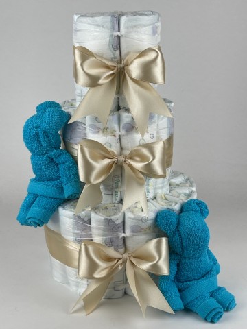 Luiertaart beren aqua blauw   beige   2