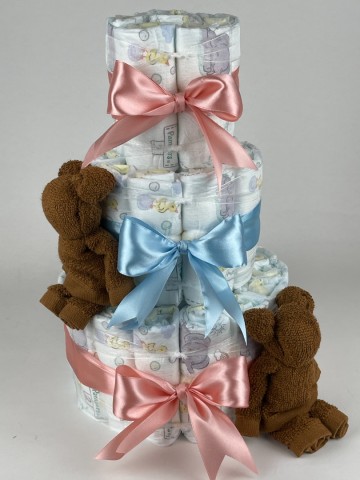 Luiertaart beren clay bruin   donker poeder roze   blauw   2