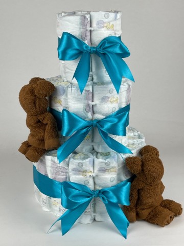 Luiertaart beren clay bruin   petrol   2