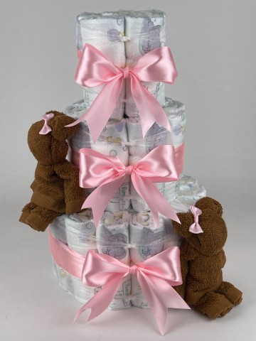 Luiertaart beren clay bruin   roze   2