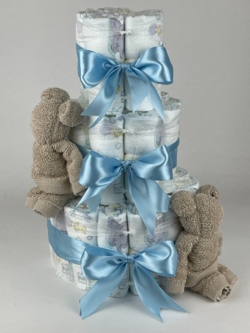 Luiertaart beren cream   blauw   2