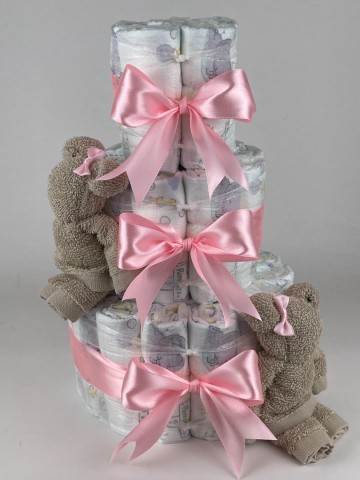 Luiertaart beren cream   roze   2