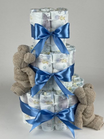 Luiertaart beren cream beige   diep blauw   2