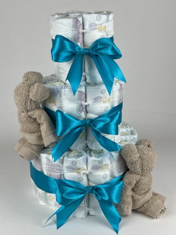 Luiertaart beren cream beige   petrol   2