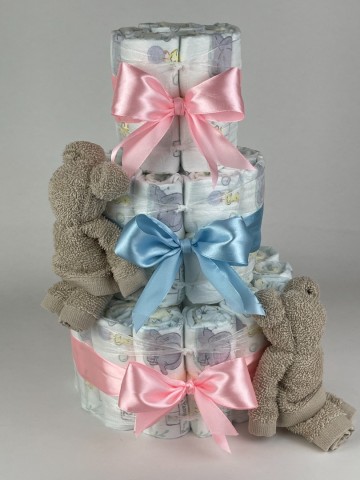 Luiertaart beren cream beige   roze   blauw   2