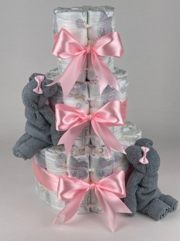 Luiertaart beren grey blue   roze   2