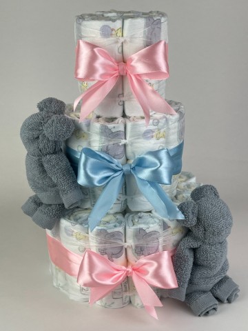 Luiertaart beren grey blue   roze   blauw   2