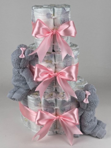 Luiertaart beren grijs   roze   2