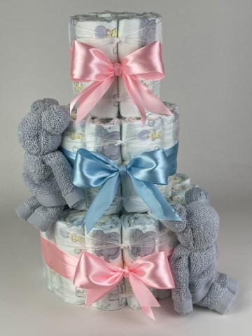 Luiertaart beren grijs   roze   blauw   2