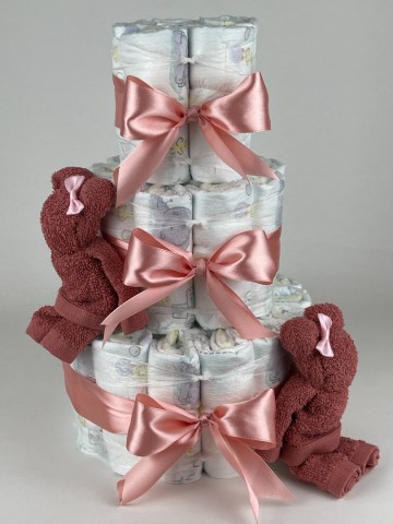 Luiertaart beren koper   donker poeder roze   2