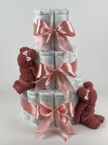 Luiertaart beren koper   donker poeder roze 2