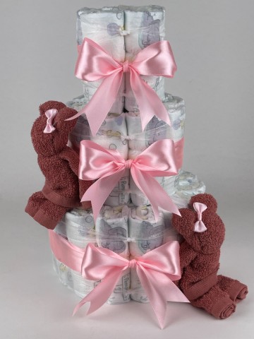 Luiertaart beren koper   roze   2