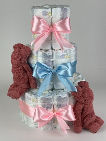 Luiertaart beren koper   roze   blauw   2