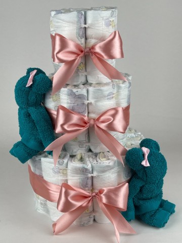 Luiertaart beren lake groen   donker poeder roze   2