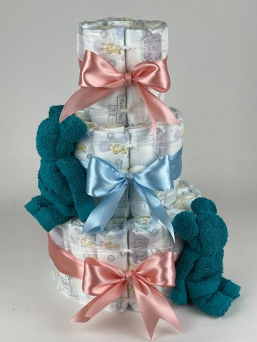 Luiertaart beren lake groen   donker poeder roze   blauw   2