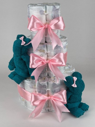 Luiertaart beren lake groen   roze   2