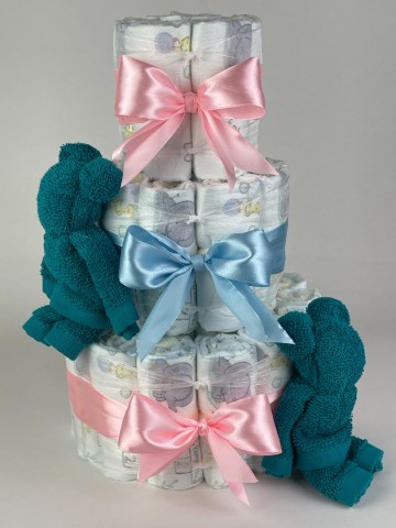 Luiertaart beren lake groen   roze   blauw   2