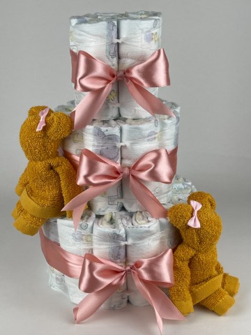 Luiertaart beren oker   donker poeder roze   2