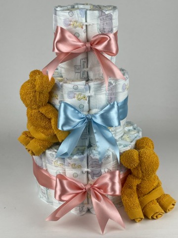 Luiertaart beren oker   donker poeder roze   blauw   2