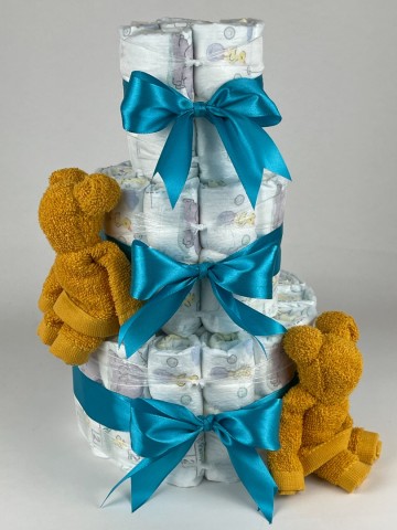 Luiertaart beren oker   petrol   2