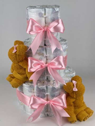 Luiertaart beren oker   roze   2