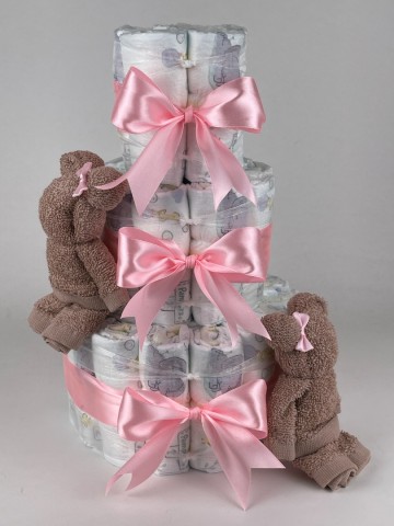 Luiertaart beren pinkstone   roze   2