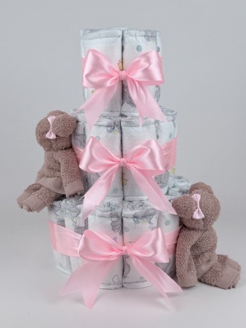 Luiertaart beren pinkstone   roze  2