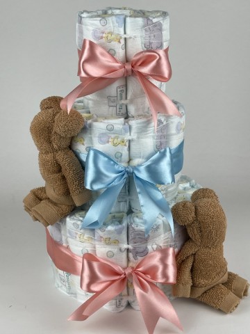 Luiertaart beren sand   donker poeder roze   blauw   2