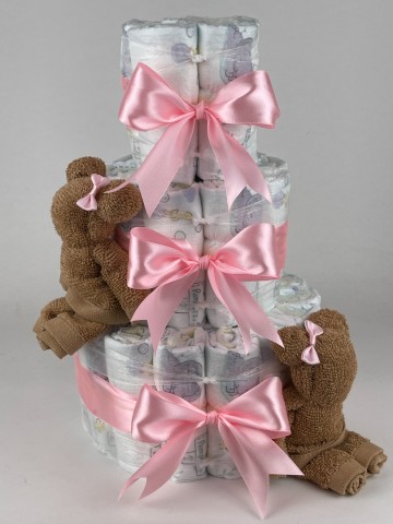 Luiertaart beren sand   roze   2