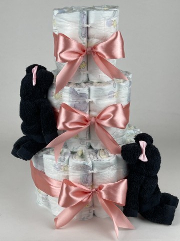 Luiertaart beren zwart   donker poeder roze   2