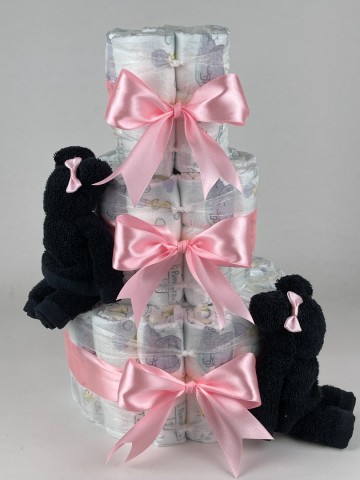 Luiertaart beren zwart   roze   2