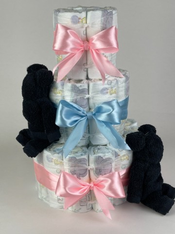 Luiertaart beren zwart   roze   blauw   2