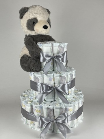 Luiertaart bunnies by the bay knuffel panda grijs   2