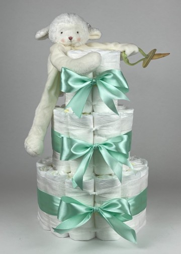 Luiertaart bunnies by the bay speen knuffel lammetje groen