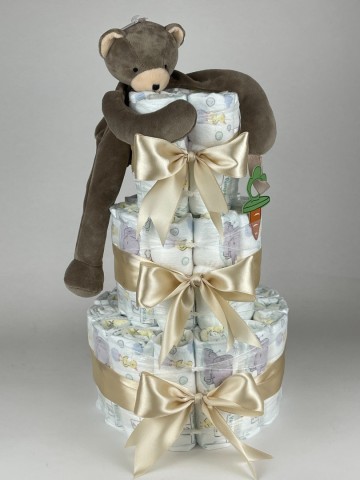 Luiertaart bunnies by the bay speenknuffel beer cubby beige   2