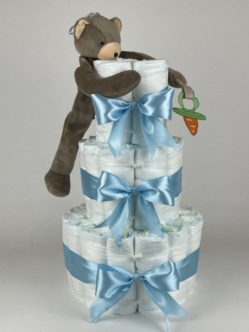 Luiertaart bunnies by the bay speenknuffel beer cubby blauw 2