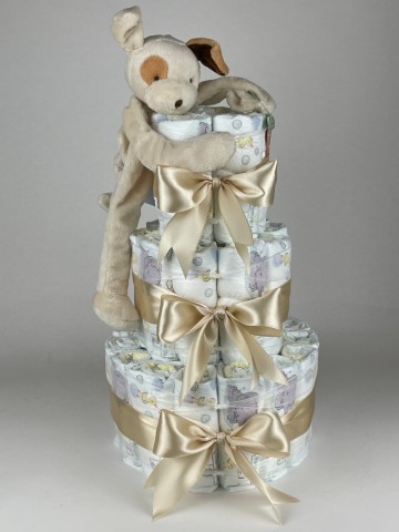 Luiertaart bunnies by the bay speenknuffel hond beige   2