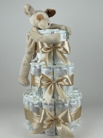 Luiertaart bunnies by the bay speenknuffel hond beige 2